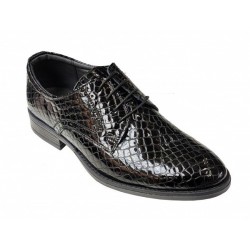 Pantofi barbati eleganti din piele naturala - Model Negru Croco GKR4CRN