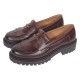 Pantofi dama maro cognac piele naturala cu talpa groasa si accesoriu albina