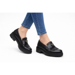 Pantofi dama casual din piele naturala de culoare neagra Sasha Bee