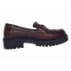 Pantofi dama bordeaux piele naturala cu talpa groasa si accesoriu albina
