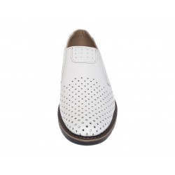 Pantofi barbati albi din piele naturala perforata fara siret Corsar GKR506A