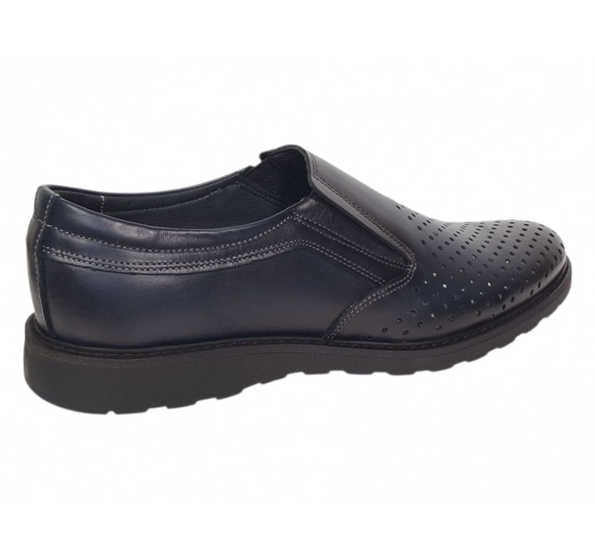 Pantofi barbati casual perforati din piele naturala Corsa Bleumarin - GKR506BLUE