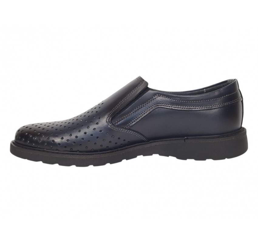 Pantofi barbati casual perforati din piele naturala Corsa Bleumarin - GKR506BLUE