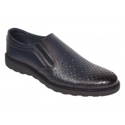 Pantofi barbati casual perforati din piele naturala Corsa Bleumarin - GKR506BLUE