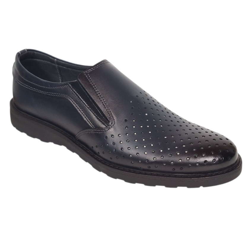 Pantofi barbati casual perforati din piele naturala Corsa Bleumarin - GKR506BLUE