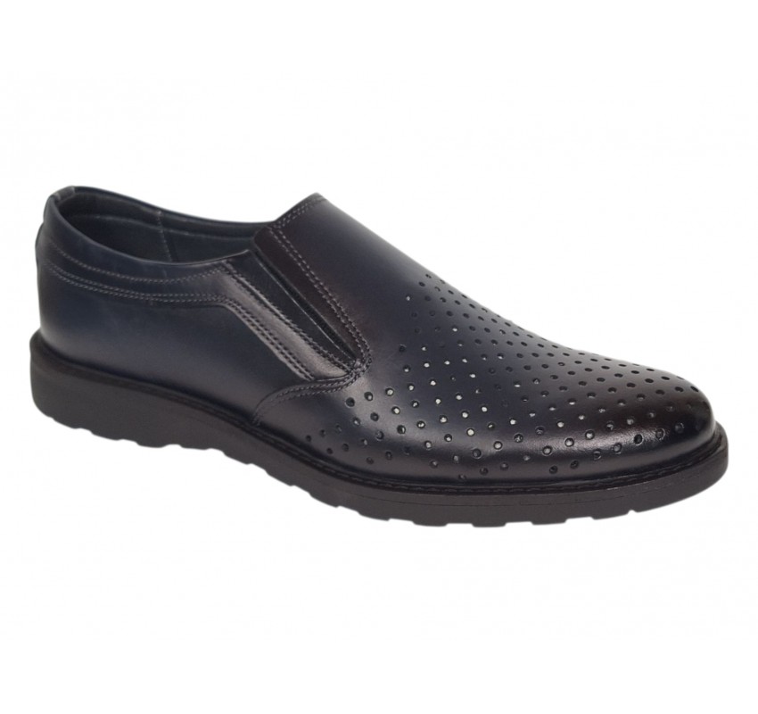 Pantofi barbati casual perforati din piele naturala Corsa Bleumarin - GKR506BLUE