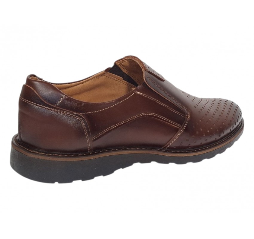 Pantofi barbati casual perforati din piele naturala Corsa Maro - GKR506M
