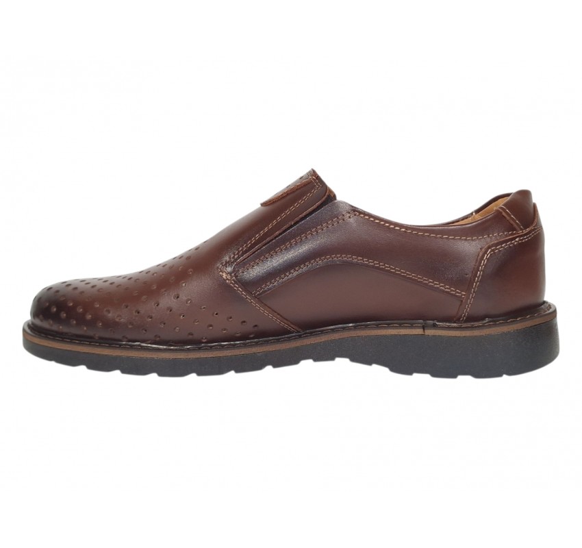 Pantofi barbati casual perforati din piele naturala Corsa Maro - GKR506M