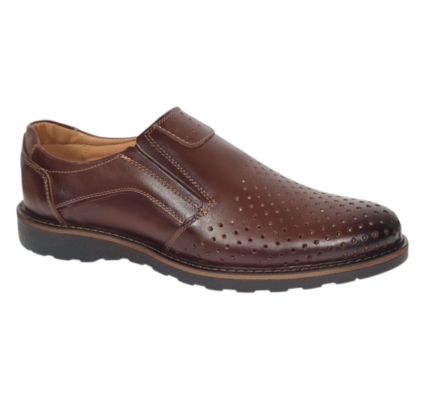 Pantofi barbati casual perforati din piele naturala Corsa Maro - GKR506M