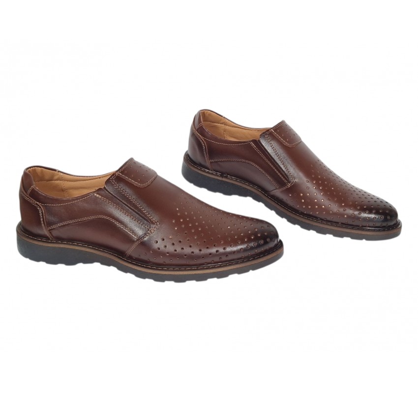 Pantofi barbati casual perforati din piele naturala Corsa Maro - GKR506M
