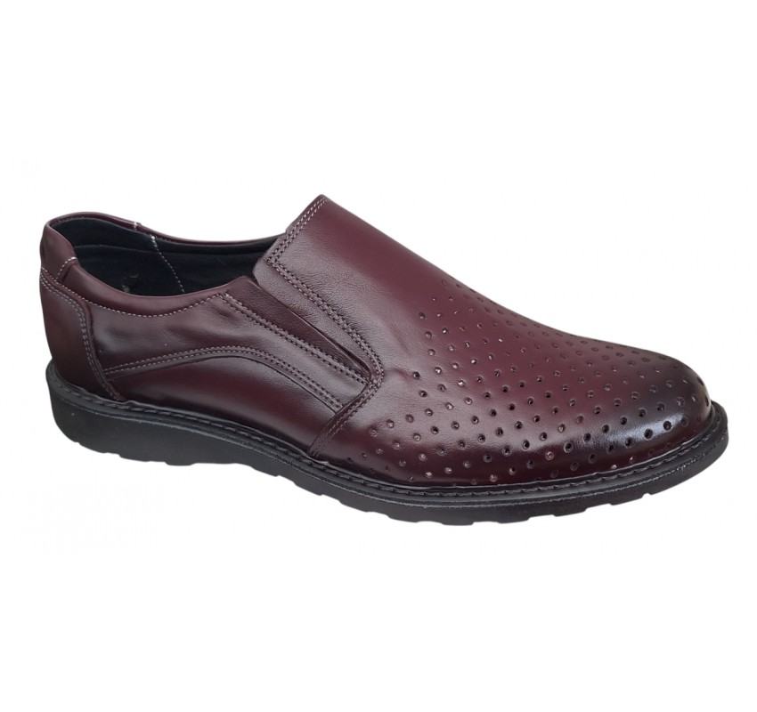 Pantofi barbati casual perforati din piele naturala 506 Visiniu