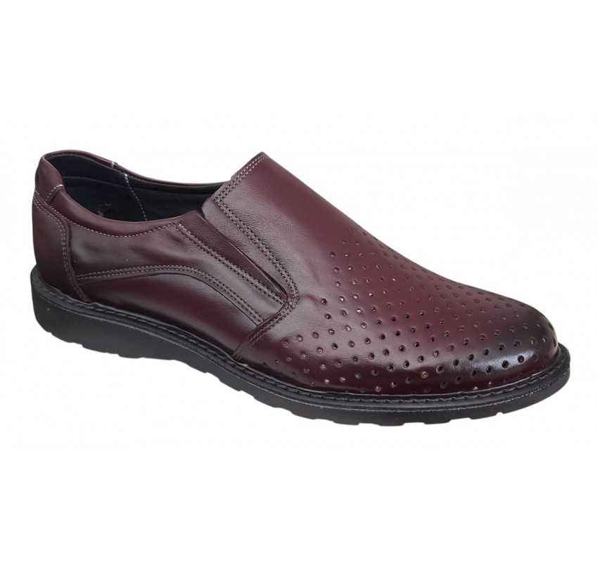 Pantofi barbati casual perforati din piele naturala 506 Visiniu