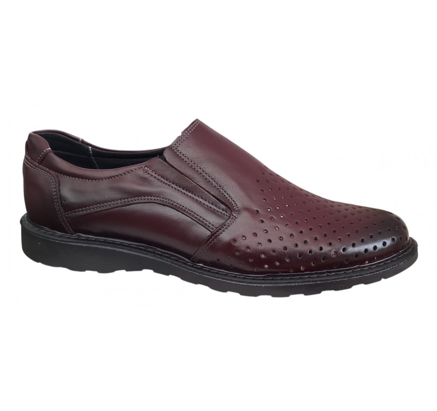 Pantofi barbati casual perforati din piele naturala 506 Visiniu