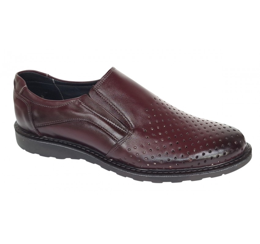 Pantofi barbati casual perforati din piele naturala 506 Visiniu