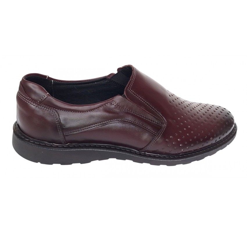 Pantofi barbati casual perforati din piele naturala 506 Visiniu