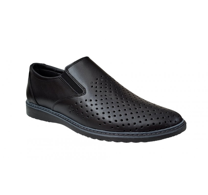 Pantofi barbati casual din piele naturala cu perforatii Negru GKR507N Pantofi barbati casual din piele naturala cu perforatii Negru GKR507N