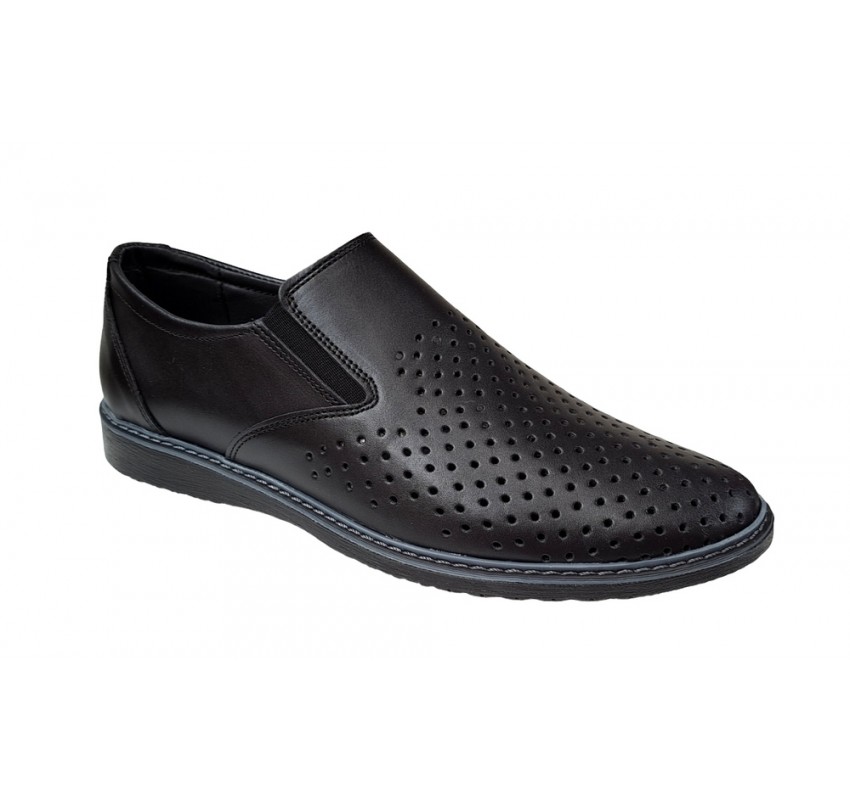 Pantofi barbati casual din piele naturala cu perforatii Negru GKR507N Pantofi barbati casual din piele naturala cu perforatii Negru GKR507N