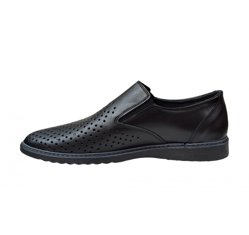 Pantofi barbati casual din piele naturala cu perforatii Negru GKR507N Pantofi barbati casual din piele naturala cu perforatii Negru GKR507N