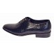 Pantofi eleganti barbati din piele naturala Havana Croco Lac Bleumarin Inchis