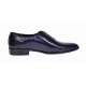 Pantofi eleganti barbati din piele naturala Havana Croco Lac Bleumarin Inchis
