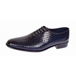 Pantofi eleganti barbati din piele naturala Havana Croco Lac Bleumarin Inchis