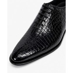 Pantofi eleganti barbati din piele naturala Havana Croco 51 Negru Lac