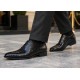Pantofi eleganti barbati din piele naturala Havana Croco 51 Negru Lac