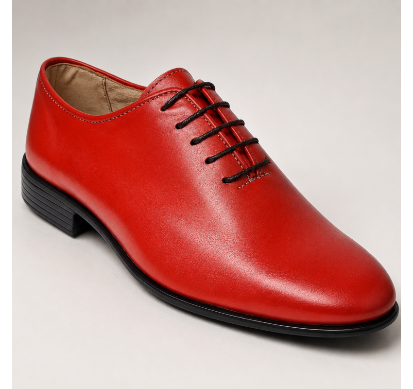 Pantofi barbati rosii eleganți din piele naturală cu șiret și talpi confortabile deosebite GKR51R