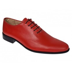 Pantofi barbati rosii eleganți din piele naturală cu șiret și talpi confortabile deosebite GKR51R
