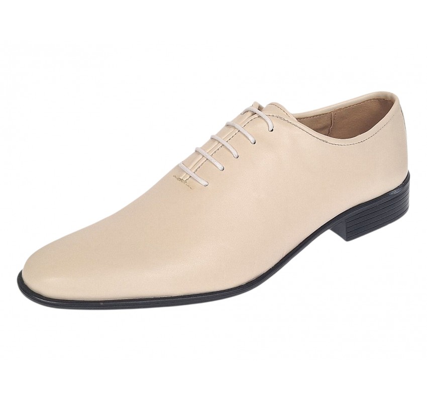 Pantofi barbati eleganti bej din piele naturala dintr-o bucata cu siret Havana GKR51TSB