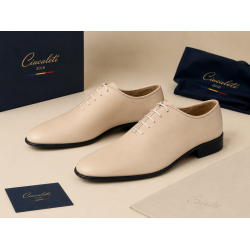 Pantofi barbati eleganti bej din piele naturala dintr-o bucata cu siret Havana GKR51TSB