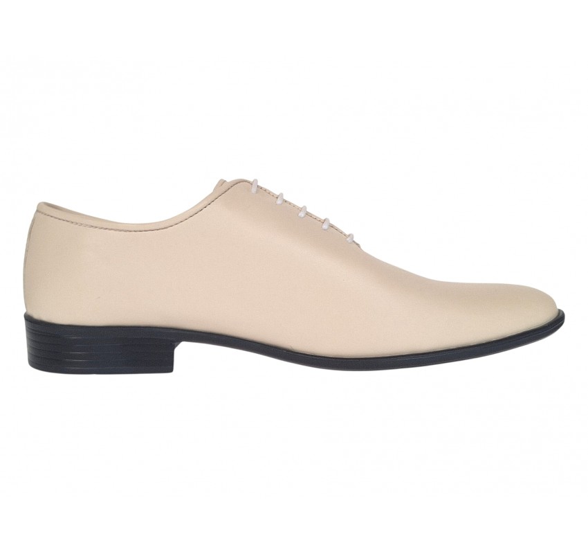 Pantofi barbati eleganti bej din piele naturala dintr-o bucata cu siret Havana GKR51TSB