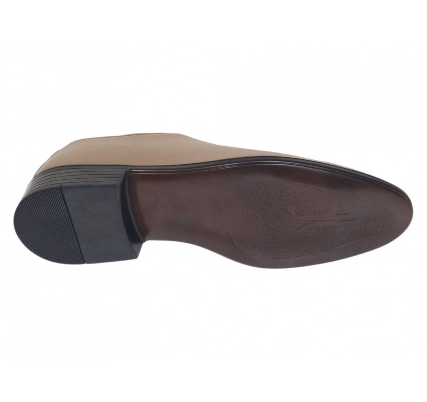 Pantofi eleganți bej pentru bărbați din piele naturală cu șiret și talpă confortabilă – GKR51TSB