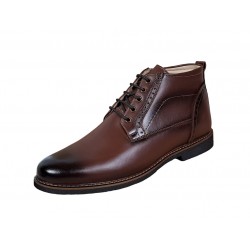 Ghete barbati din piele naturala maro imblanite Karo