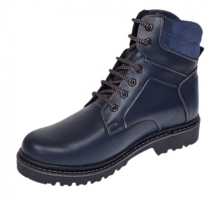 Bocanci barbati Sport din piele naturala model Bleumarin Imblanit GKR5KBLUE