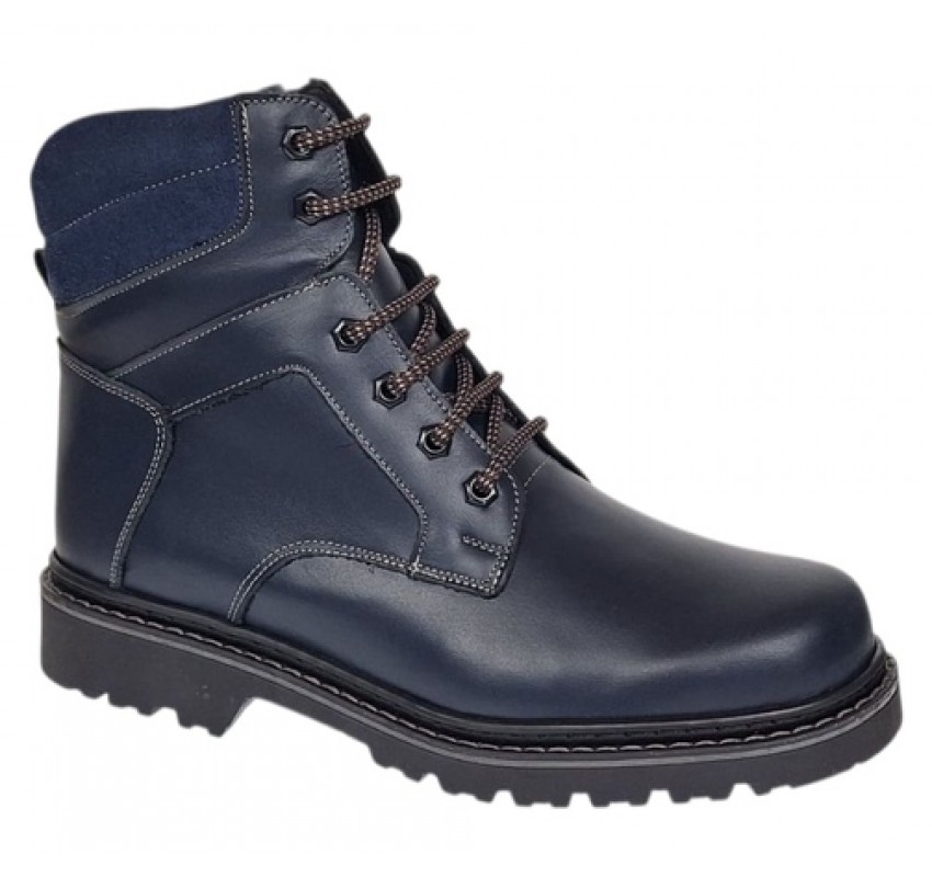 Bocanci barbati Sport din piele naturala model Bleumarin Imblanit GKR5KBLUE