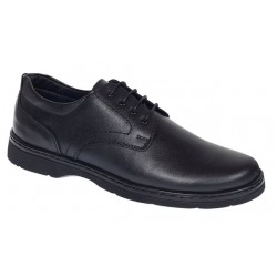 Pantofi barbati casual din piele naturala pe calapod lat Negru GKR5XN