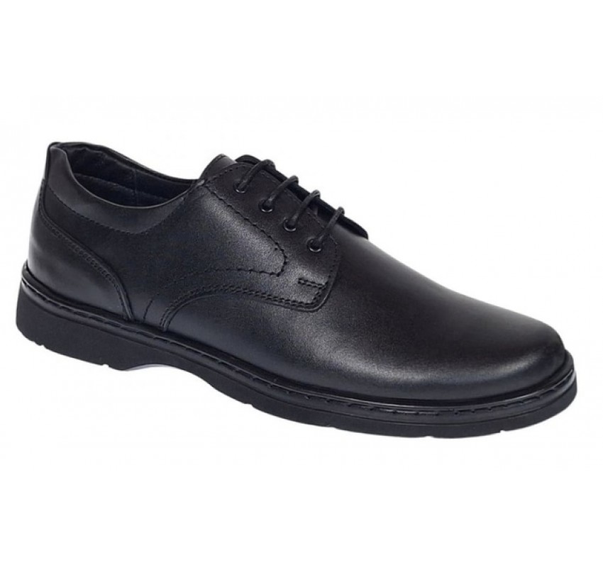 Pantofi barbati casual din piele naturala pe calapod lat Negru GKR5XN