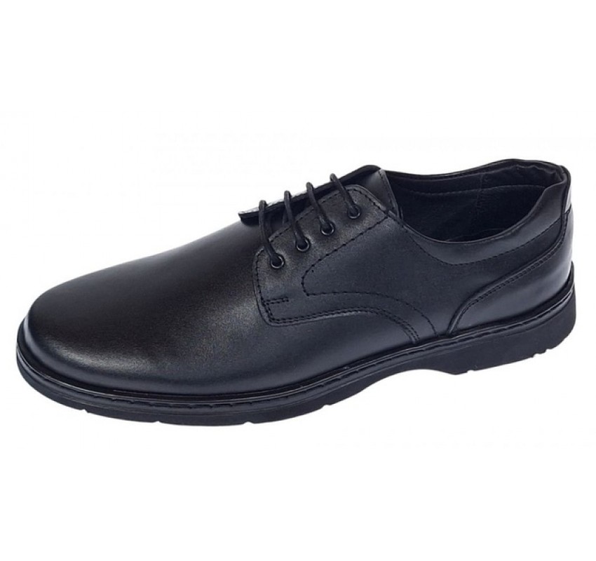 Pantofi barbati casual din piele naturala pe calapod lat Negru GKR5XN
