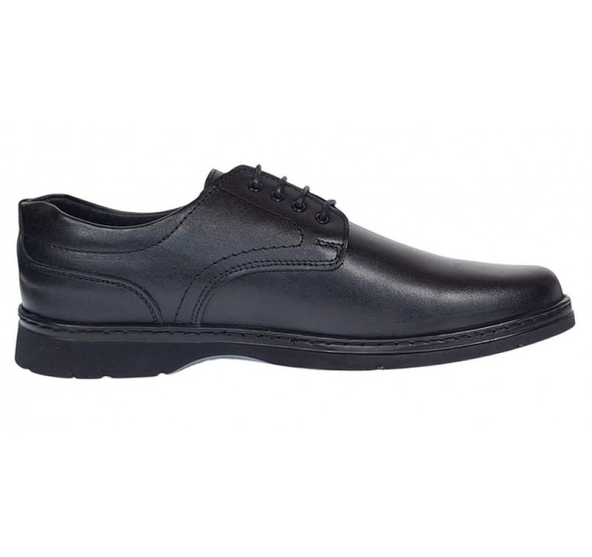 Pantofi barbati casual din piele naturala pe calapod lat Negru GKR5XN
