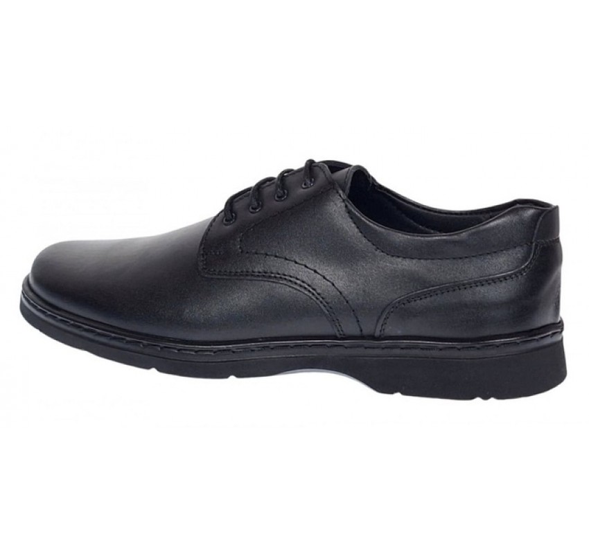 Pantofi barbati casual din piele naturala pe calapod lat Negru GKR5XN