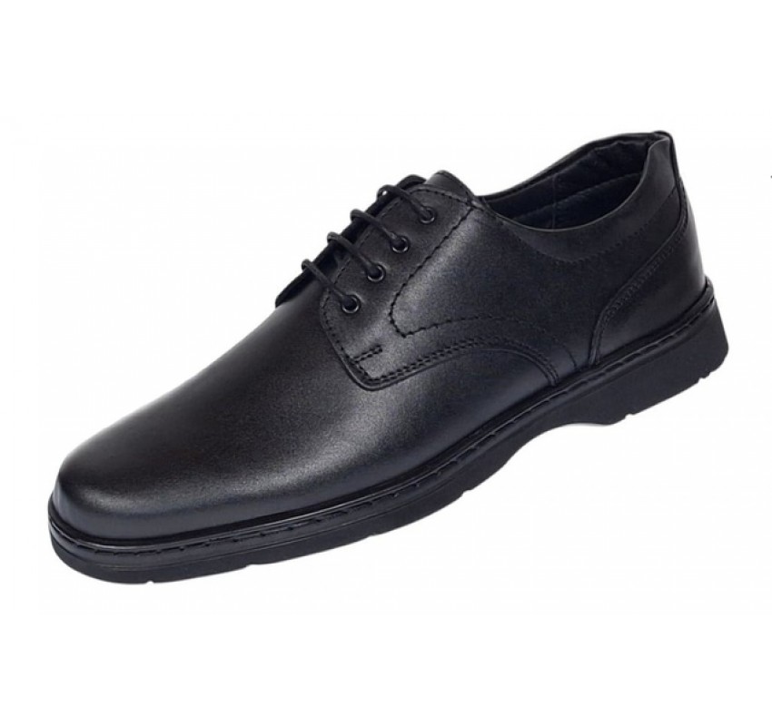 Pantofi barbati casual din piele naturala pe calapod lat Negru GKR5XN