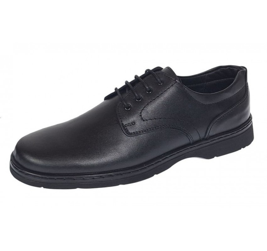 Pantofi barbati casual din piele naturala pe calapod lat Negru GKR5XN