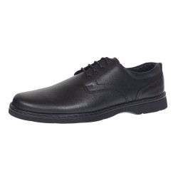 Pantofi barbati casual din piele naturala pe calapod lat Negru GKR5XN
