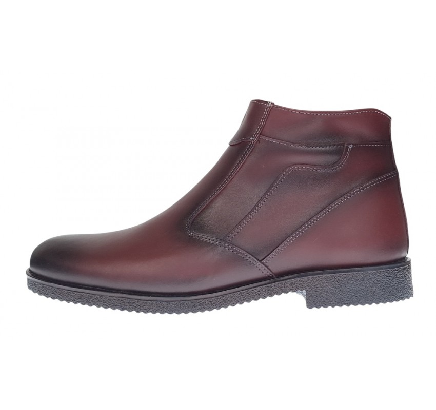 Ghete barbatesti bordeaux din piele naturala cu fermoar Rusay Office GKR61VIS