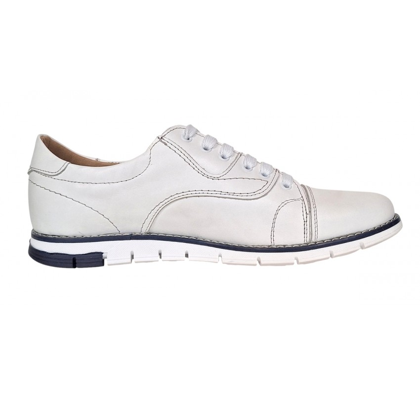 Pantofi barbati din piele naturala - Model Casual Alb GKR67A Pantofi barbati din piele naturala - Model Casual Alb GKR67A