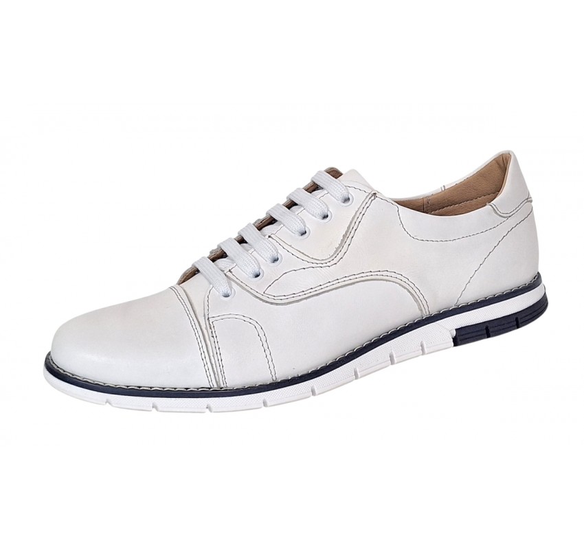 Pantofi barbati din piele naturala - Model Casual Alb GKR67A Pantofi barbati din piele naturala - Model Casual Alb GKR67A