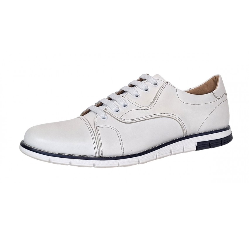 Pantofi barbati din piele naturala - Model Casual Alb GKR67A Pantofi barbati din piele naturala - Model Casual Alb GKR67A