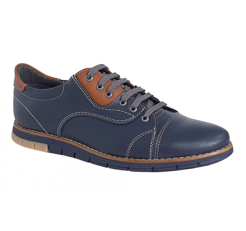 Pantofi barbati, casual din piele naturala, Bleumarin, GKR67BL