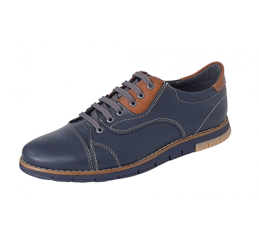 Pantofi barbati, casual din piele naturala, Bleumarin, GKR67BL